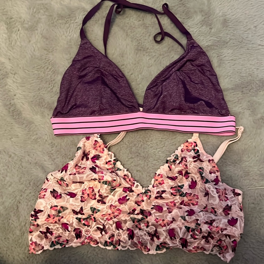 2 Victoria's Secret & PINK Wireless Bralette Bundle SZ Med